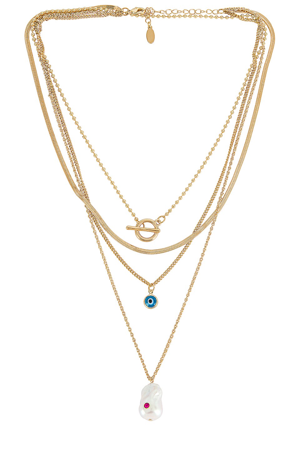 Revolve Women Accessories Jewelry Necklaces Chain Layered Necklace in Metallic Gold. 