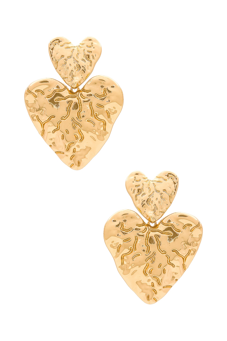 Chunky Heart Dangle Earrings For Women - Gold Double Heart Earrings, Valentine's Day Jewelry Gift For Her - View #2