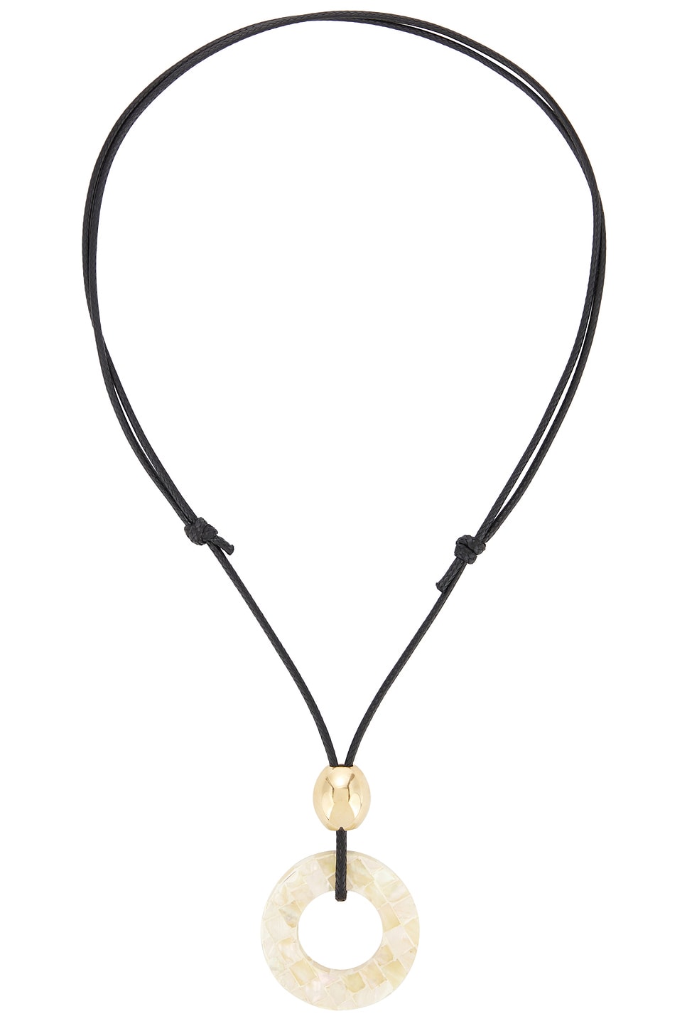 Cord Necklace With White Circle Pendant