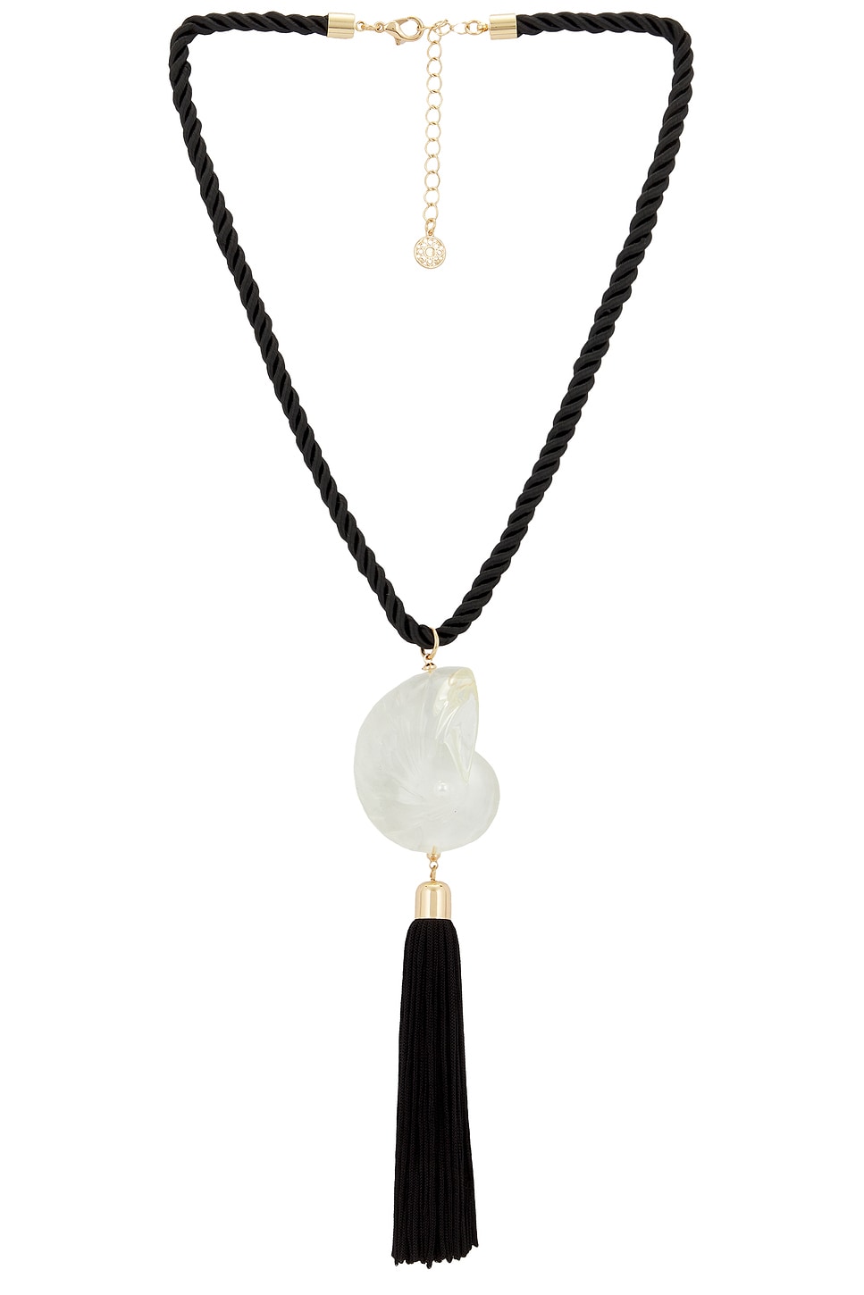 Bold Shell Pendant And Long Tassel Accent Statement Necklace