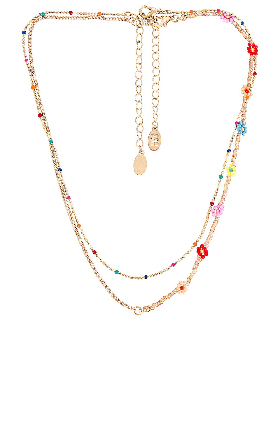 Two Rows Flowers Necklace 6-18 in Multi