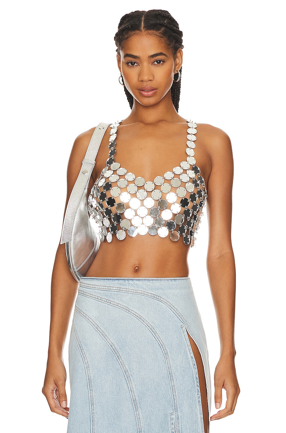Image 1 of Disc Crop Top in Silver