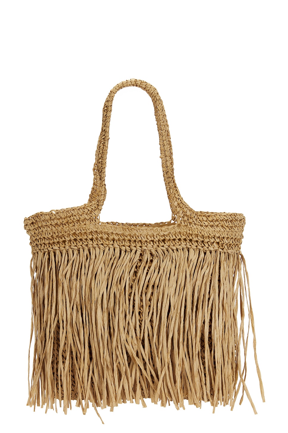 Woven Straw Fringe Tote Bag