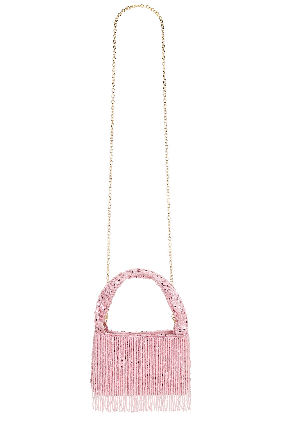 Compact Sequin Bag With Cascading Frin