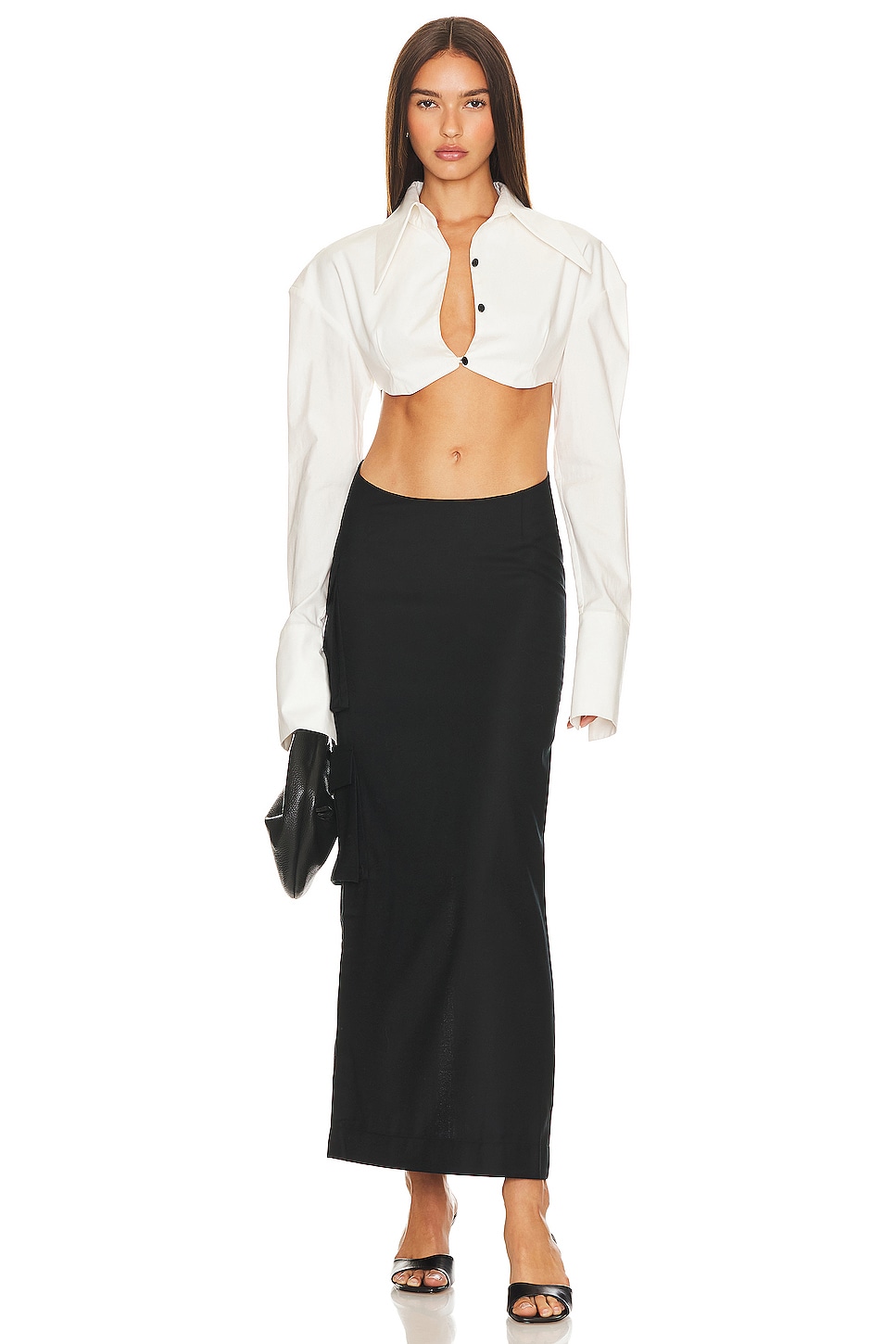 Contrast Button Crop Shirt