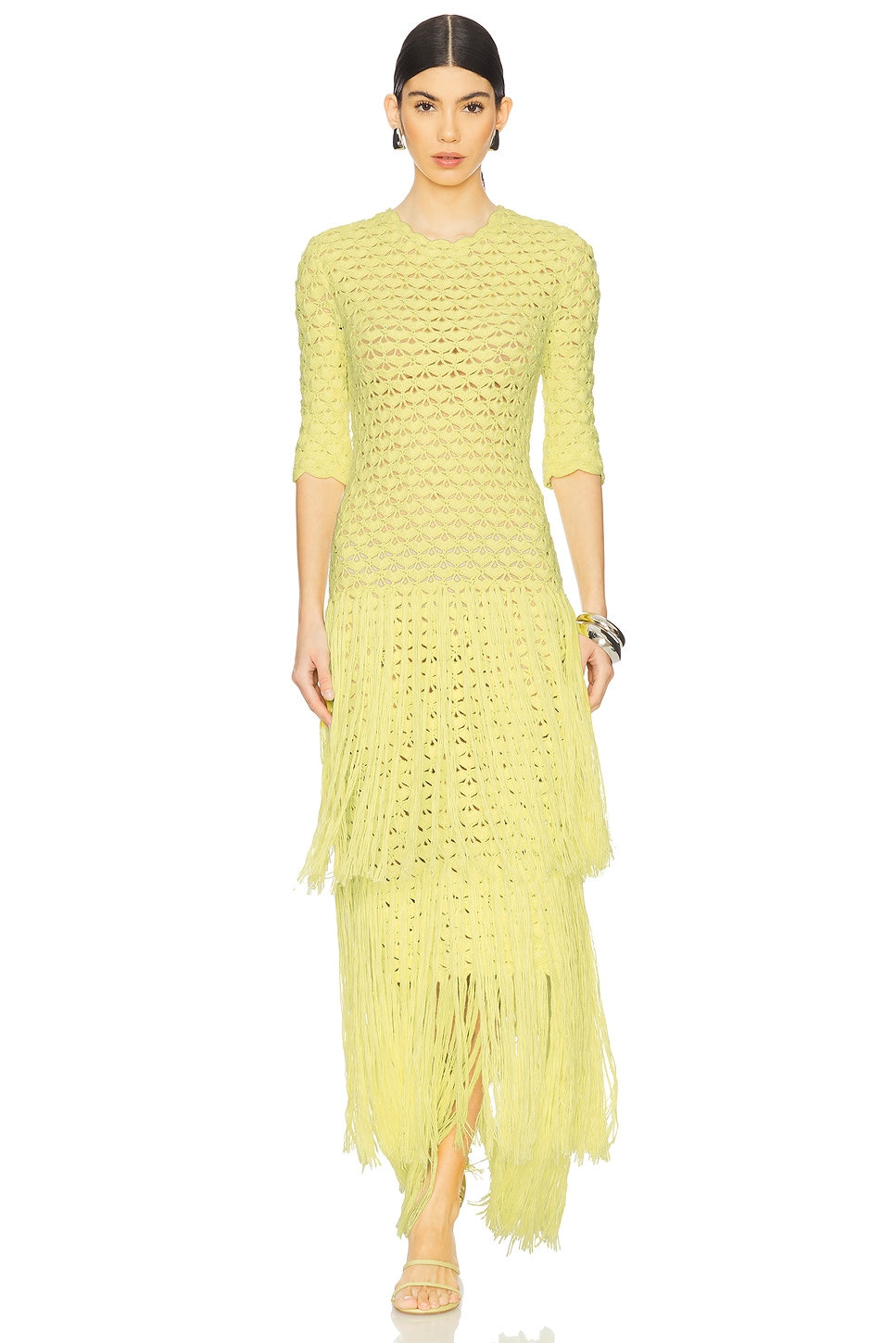 Alejandra Alonso Rojas Crochet Dress With Fringe