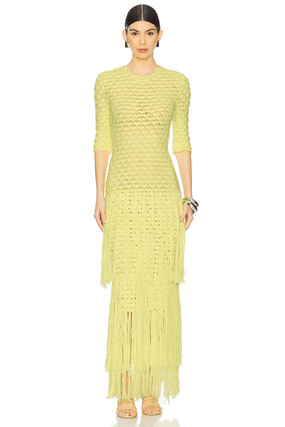 Alejandra Alonso Rojas Crochet Dress With Fringe