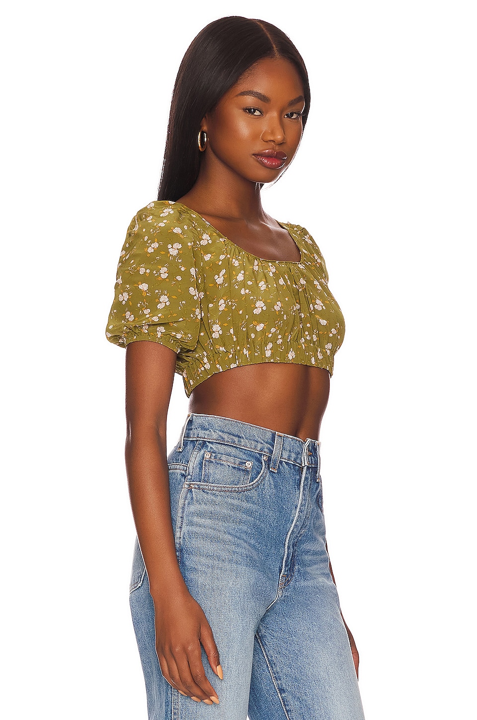 anna nata Natalie Top in Olive Wildflower