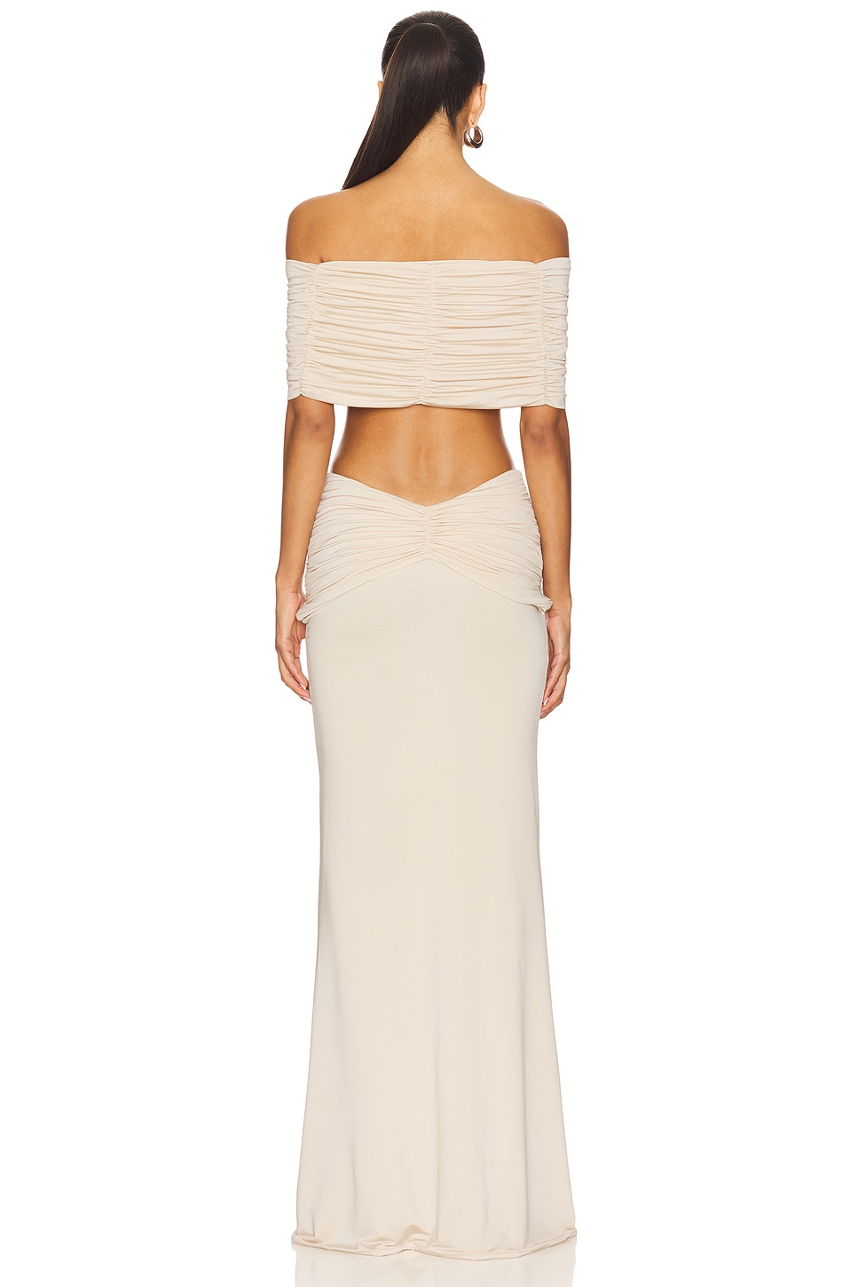 Drop Shoulder Top And Draped Long Skirt Set