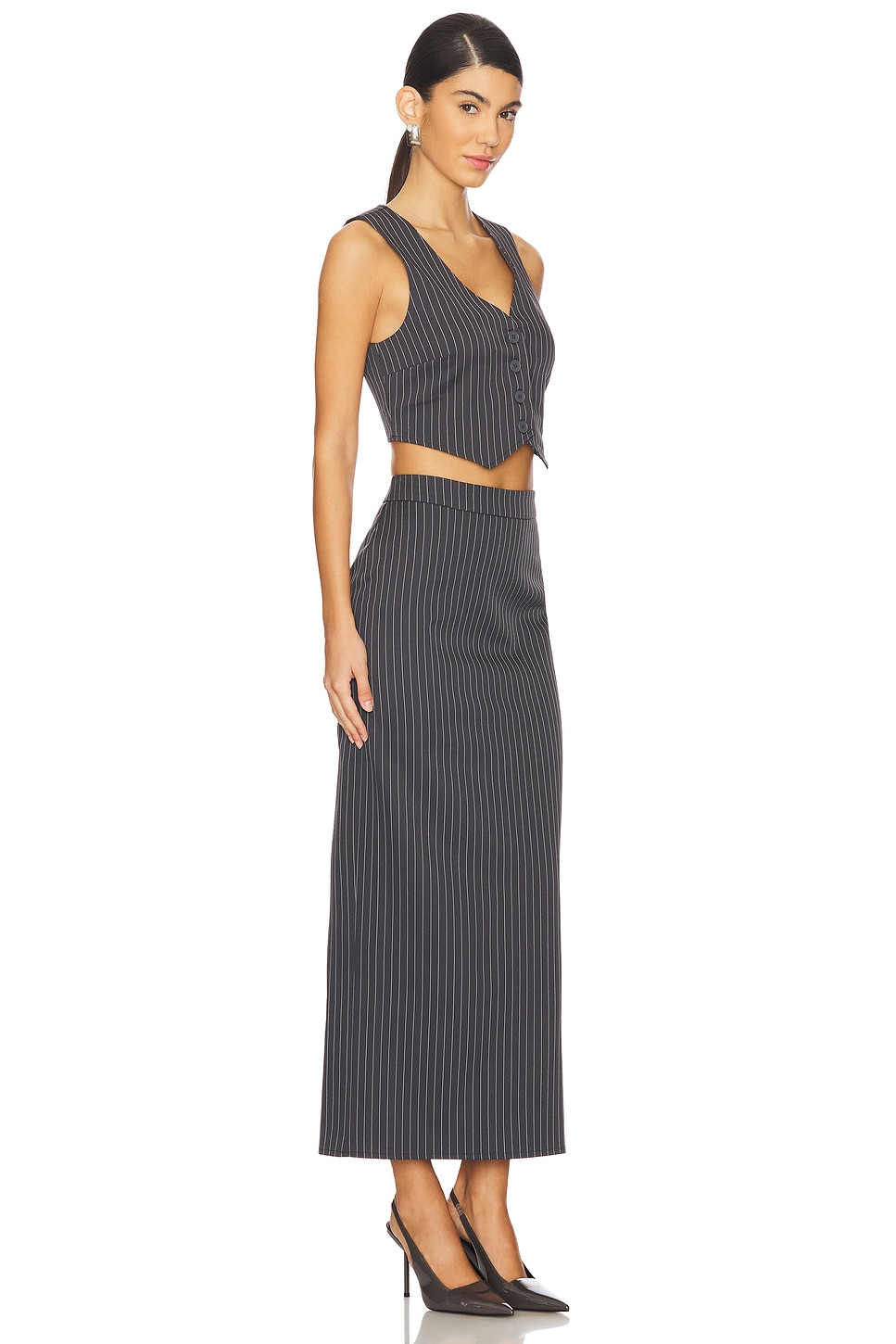 ALL THE WAYS Abigail Skirt Set in Black Stripe | REVOLVE