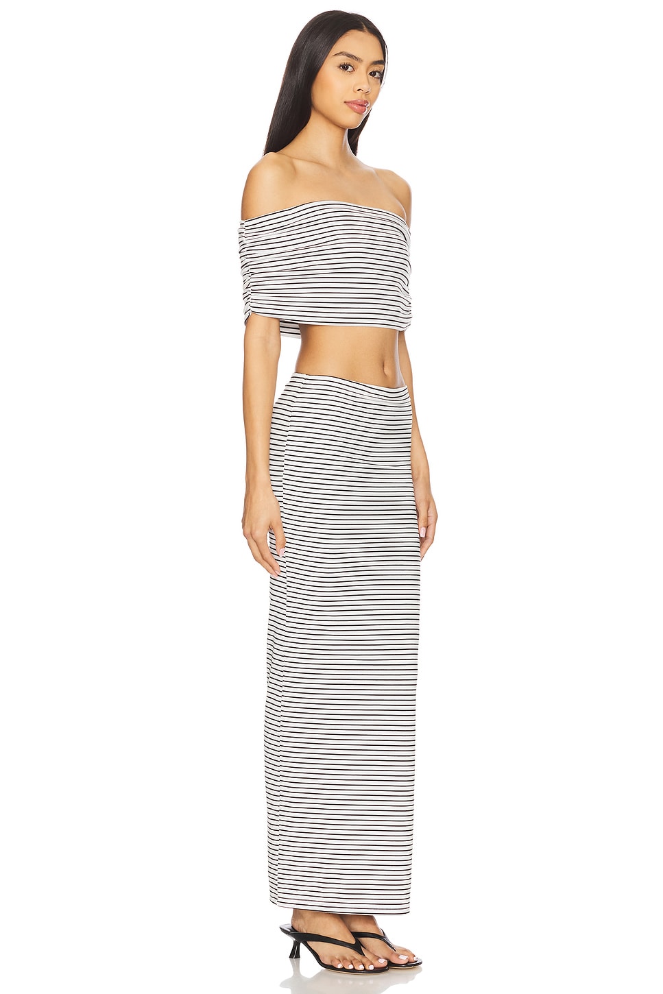 ALL THE WAYS Breigh Maxi Skirt Set in Black & White Stripe | REVOLVE