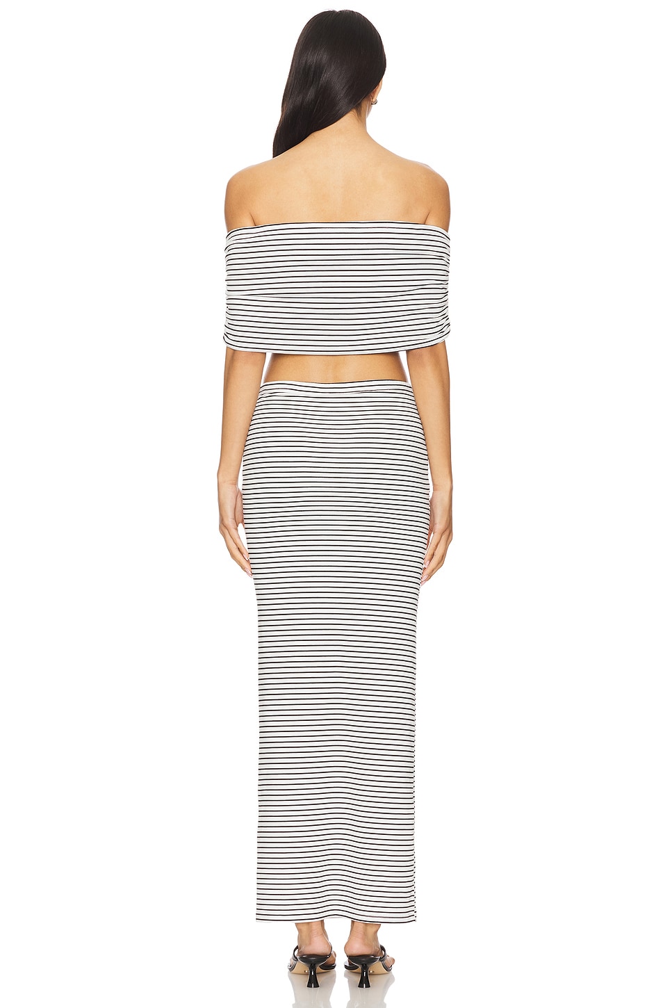 ALL THE WAYS Breigh Maxi Skirt Set in Black & White Stripe | REVOLVE