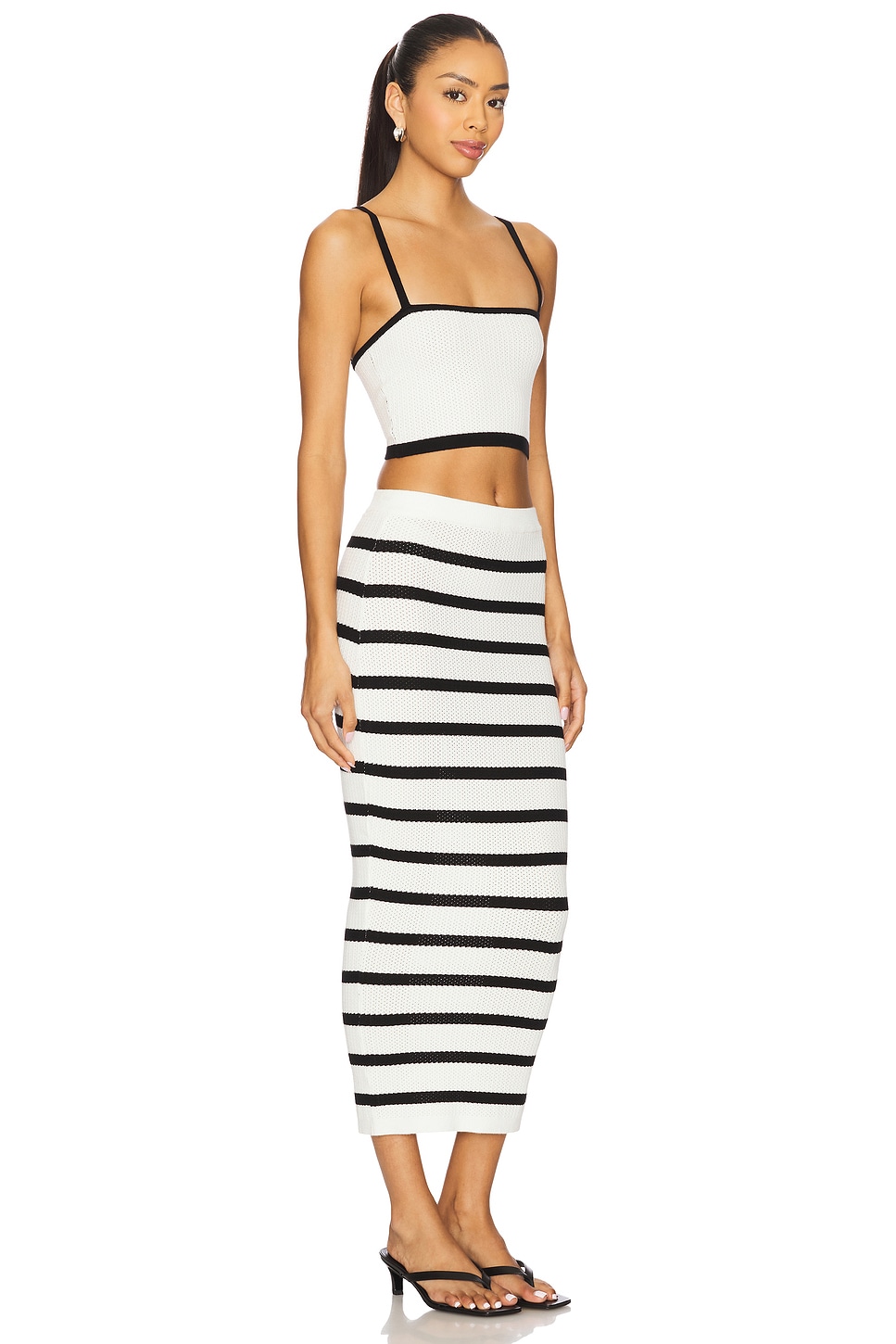 ALL THE WAYS Lola Maxi Skirt Set in Ivory & Black | REVOLVE