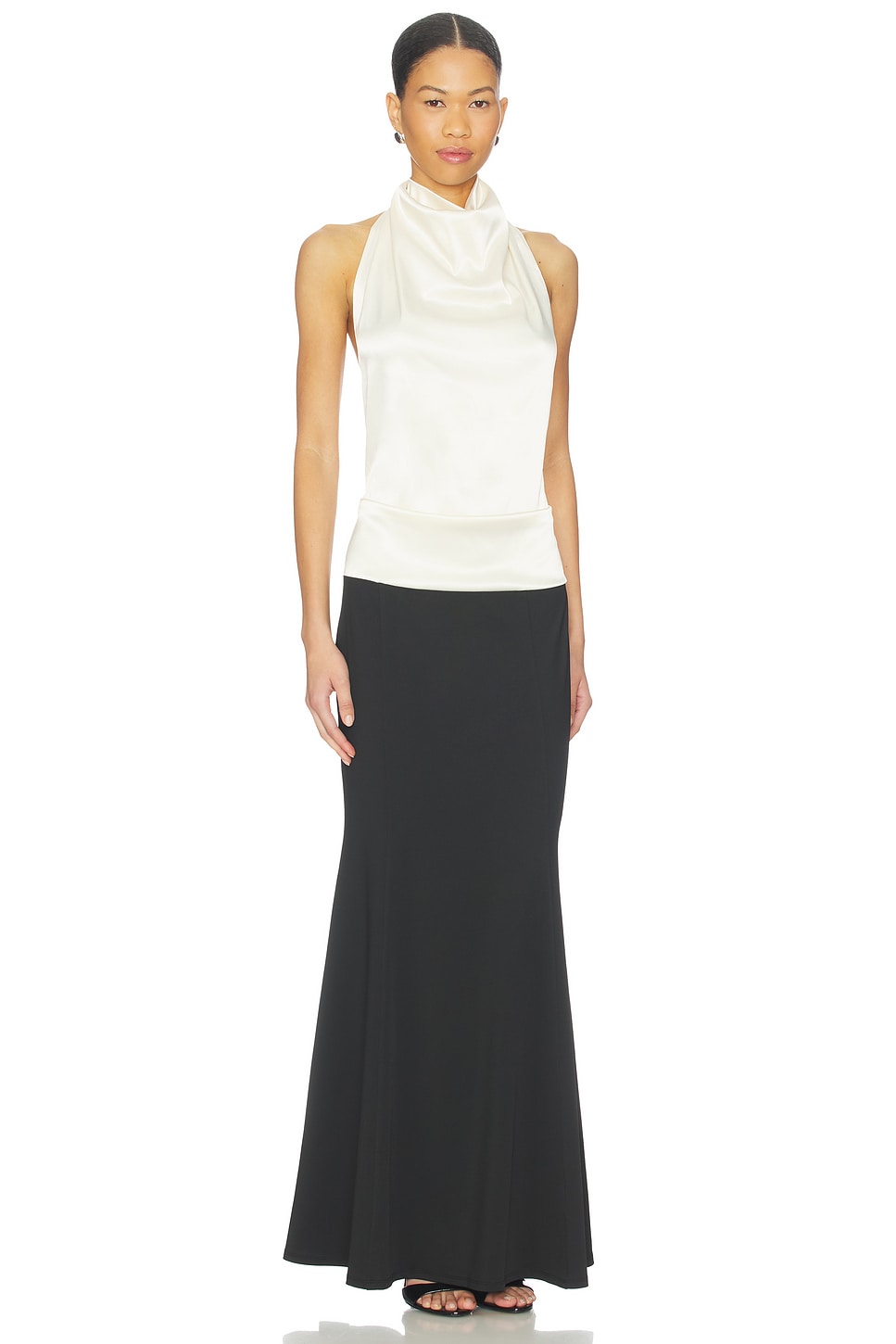 ALL THE WAYS Basma Maxi Dress in Ivory & Black | REVOLVE