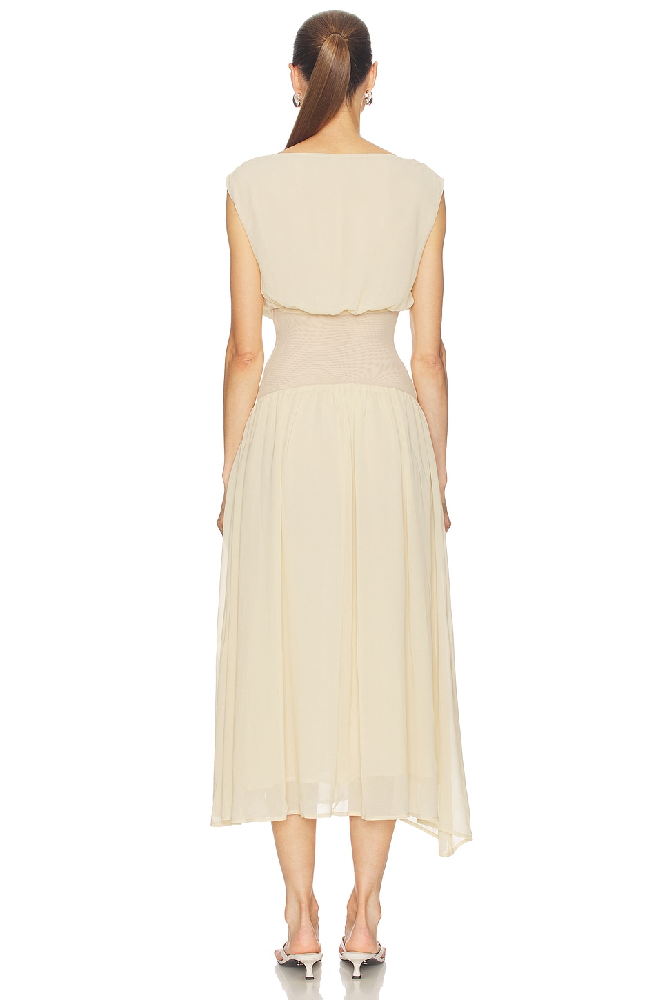 seamed denim button midi dress in Medium Wash S 3,010 Paper Doll Cutouts short sleeves LDR-04-JAN Size:5'Wx7'H(1.5x2.2M)