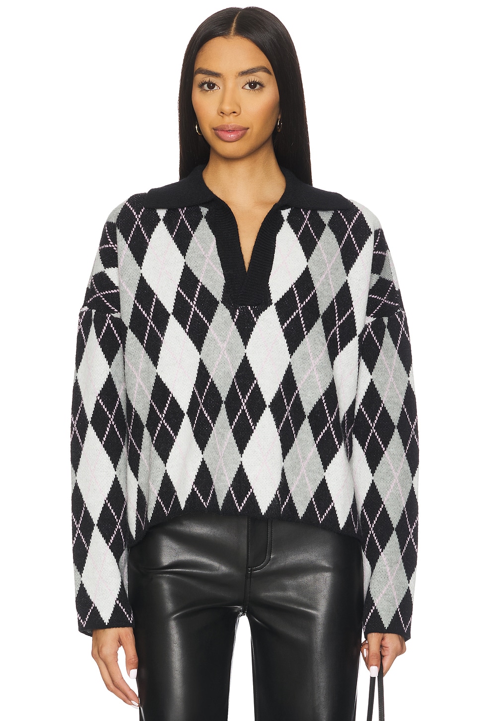 ALL THE WAYS Sara Argyle Sweater in Black Multi | REVOLVE