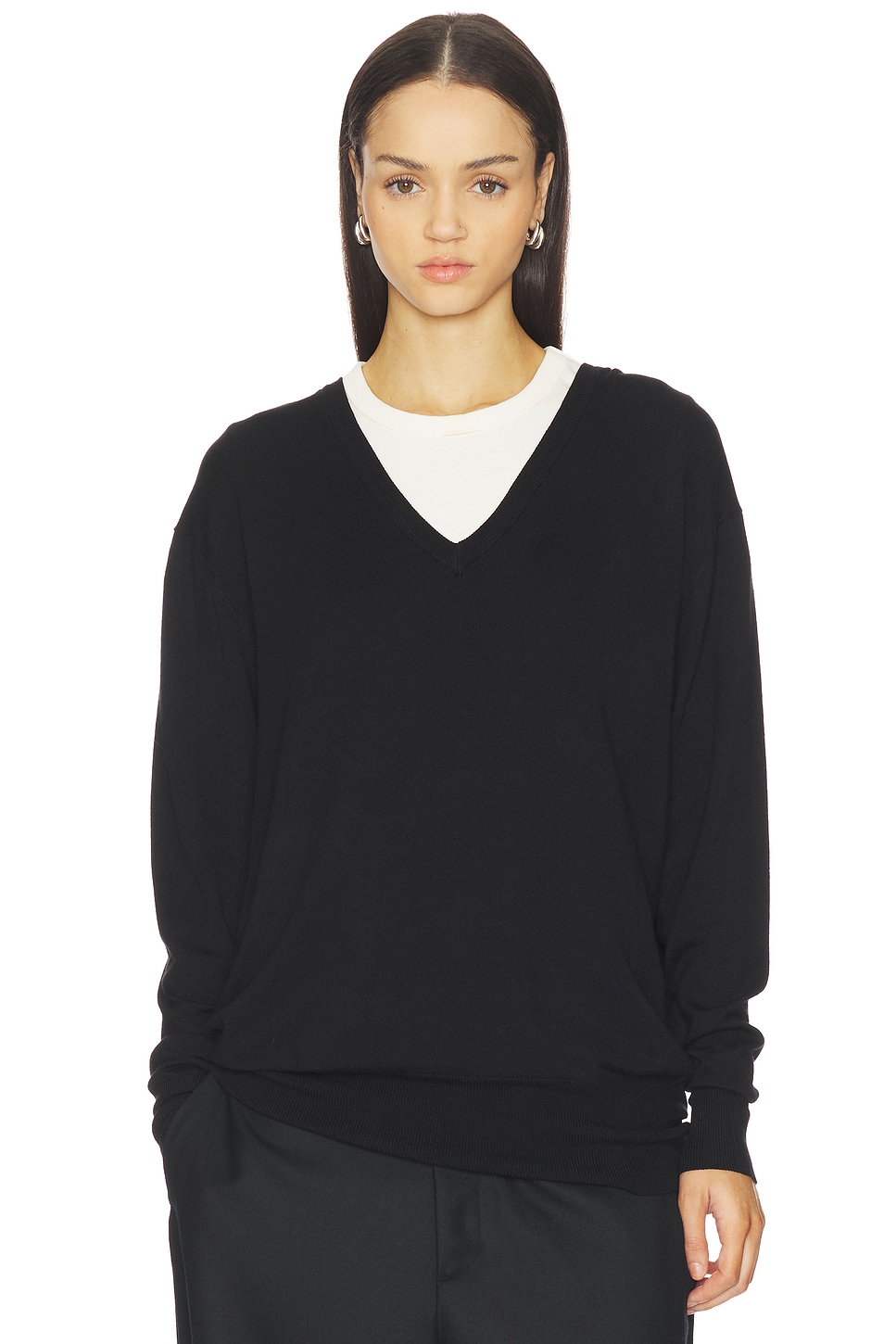 ALL THE WAYS Astoria V Neck Sweater in Black | REVOLVE