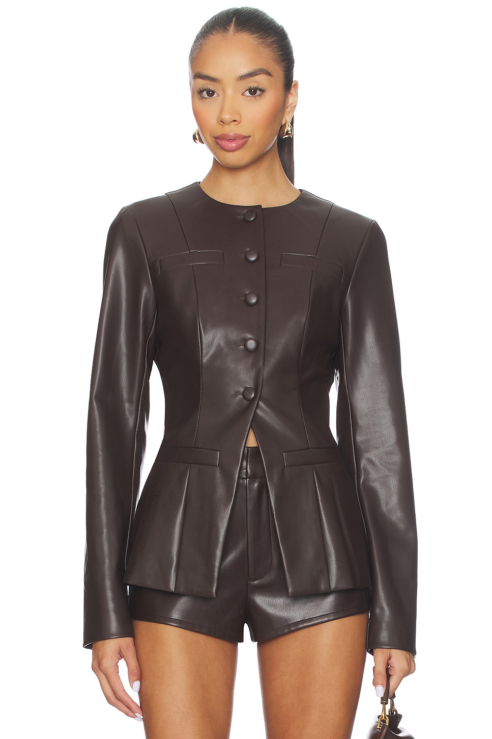 Vandellia Faux Leather Blazer