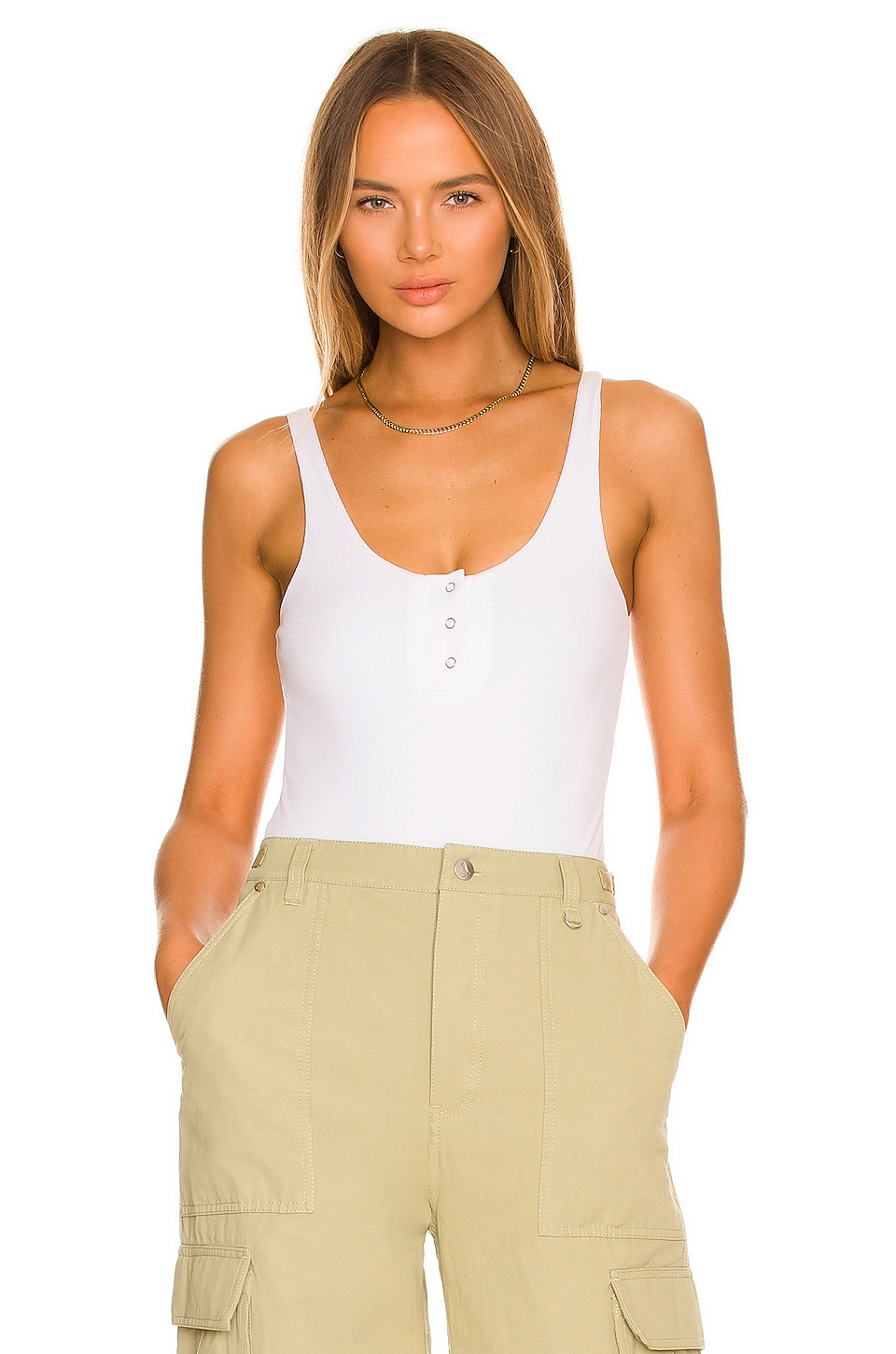 ALL THE WAYS Micah Snap Button Bodysuit in White REVOLVE