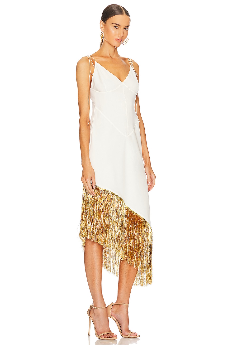 Anna October Sparkle Midi Dress in White & Gold