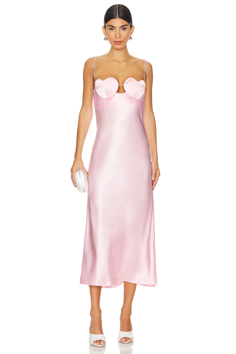 strapless open back dress Anna October Women's Beaded Waterlily Dress, Light Pink, Polyester | Size: Large