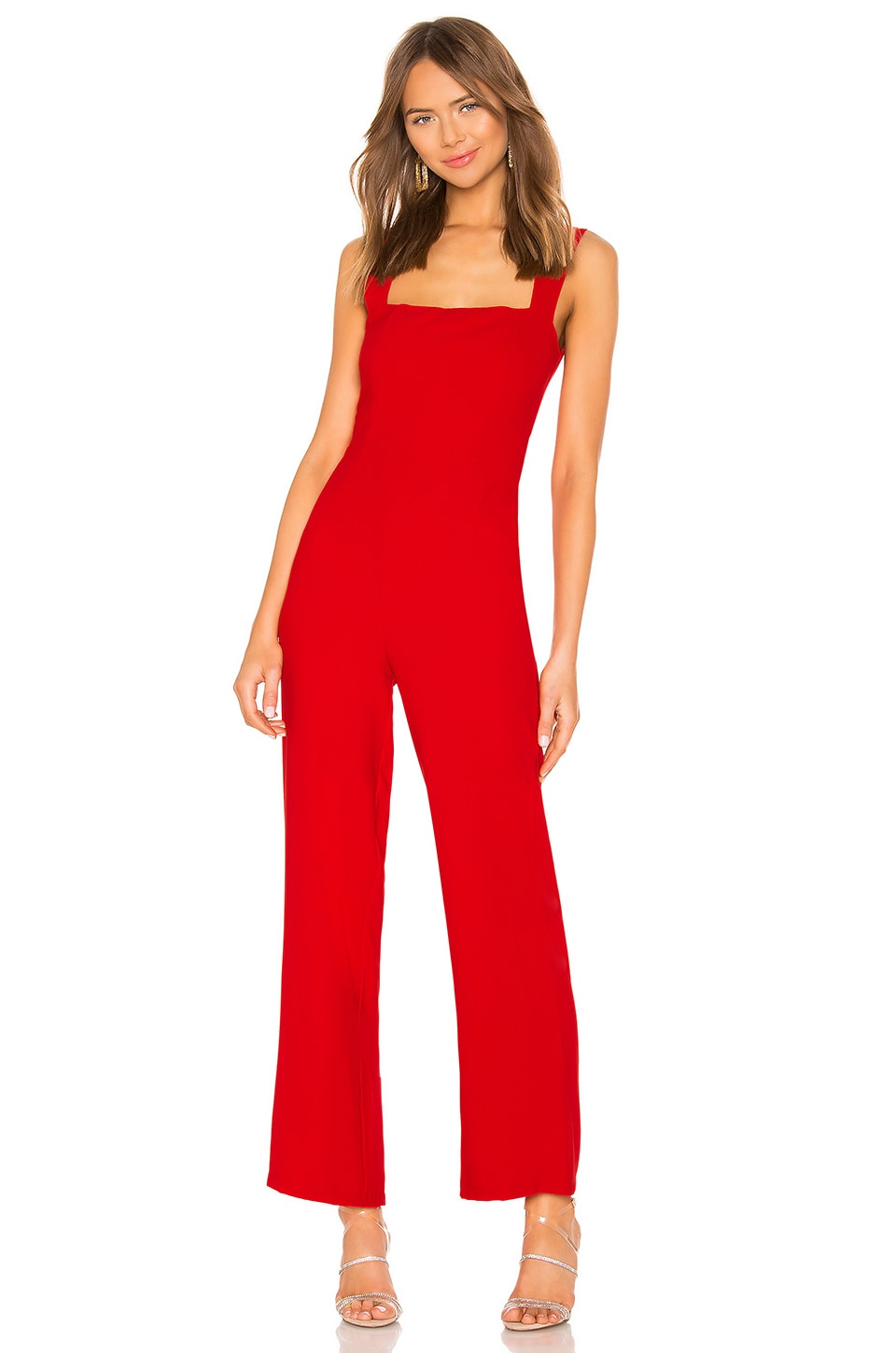 red square neck jumpsuit