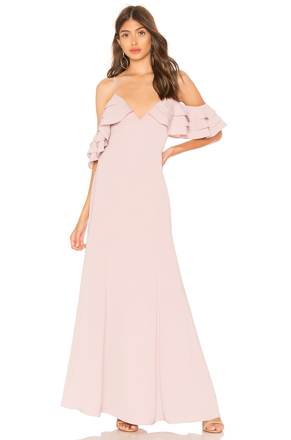 About Us Bell Ruffle Maxi Dress in Mauve | REVOLVE