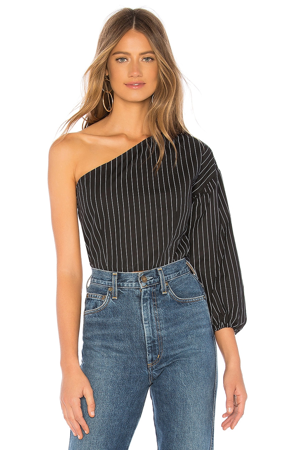 About Us Melenie Puff Sleeve Top in Black & White | REVOLVE