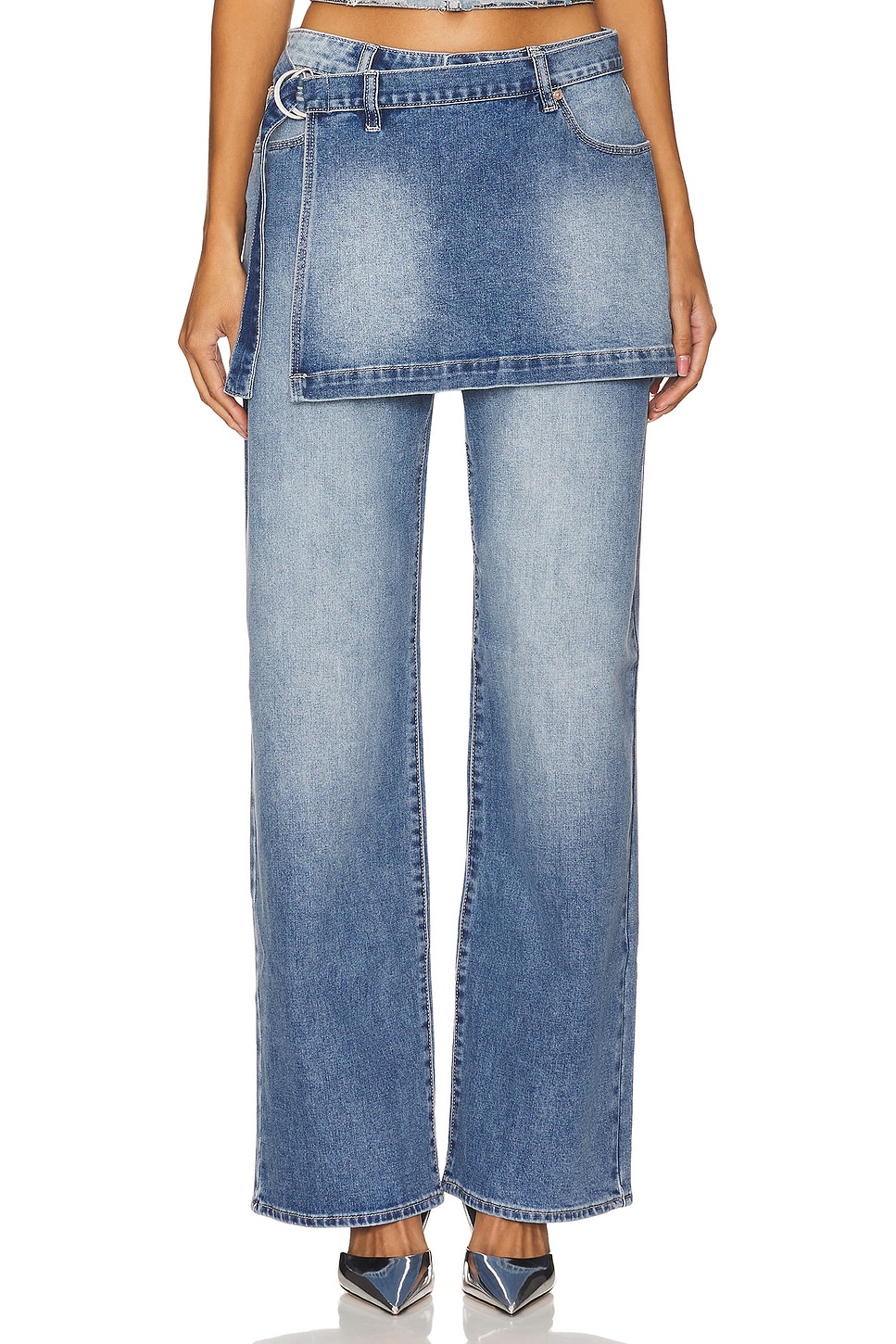 95 Baggy Wide Leg Skirt Jeans - Thumbnail 1