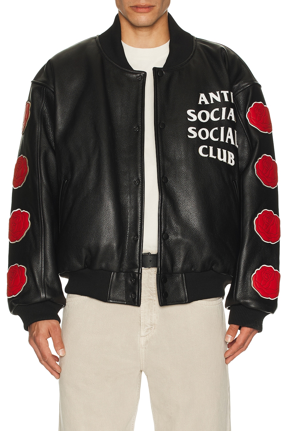 Anti Social Social Club Petal To The Metal Leather Varsity Jacket