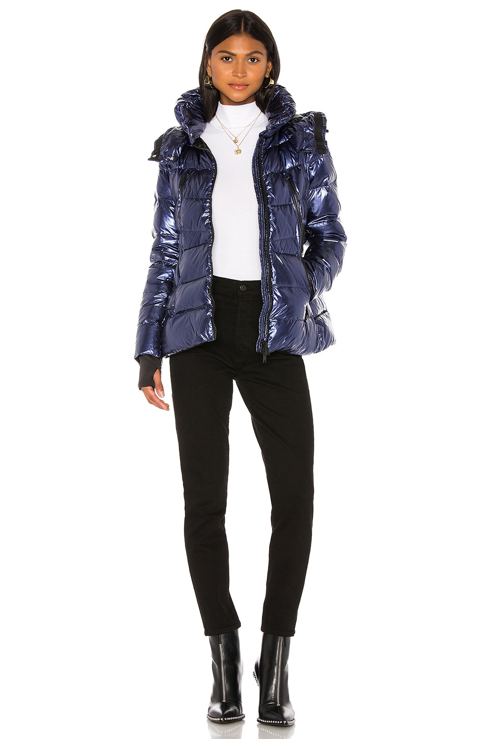 ADD Down Jacket With Detachable Hood in Blue Metal | REVOLVE