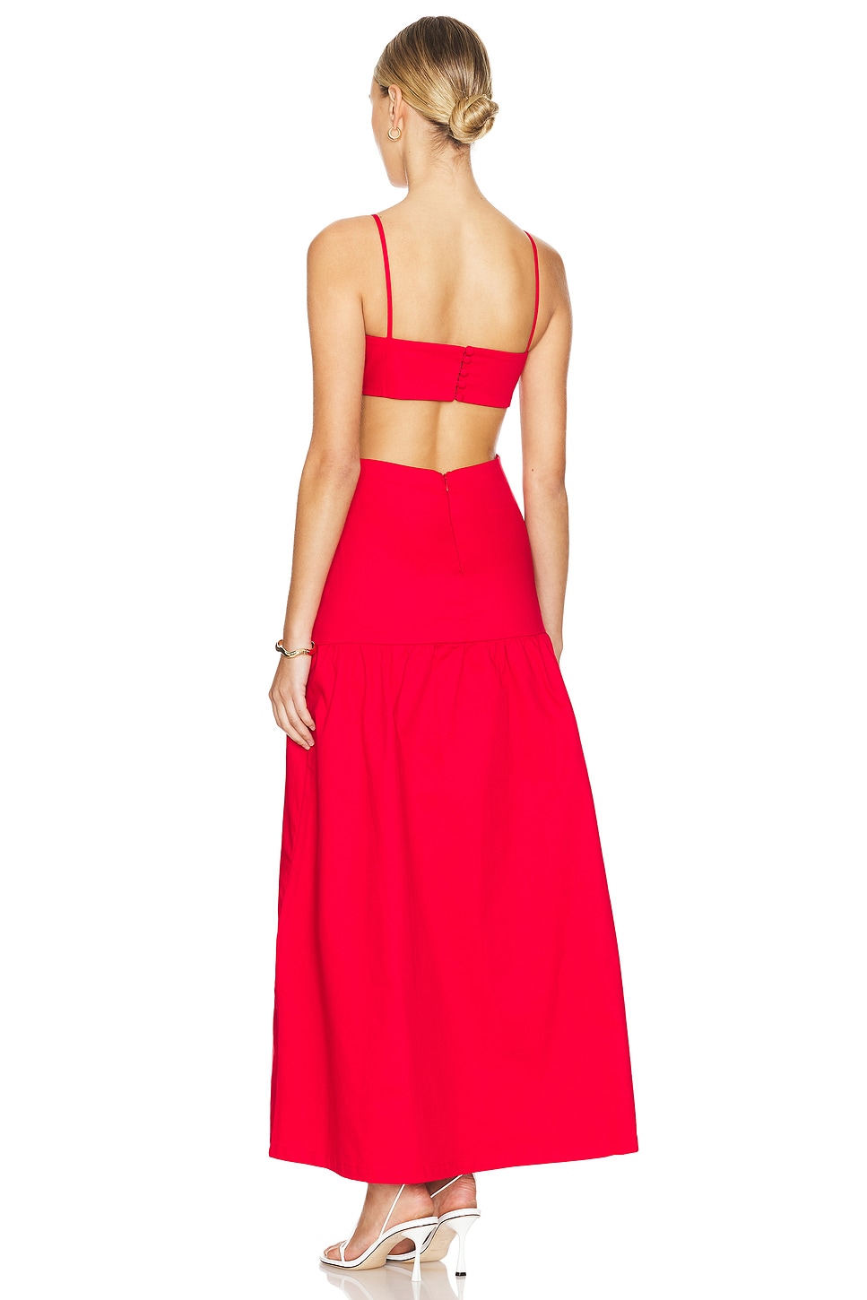 Cotton Solid Cutouts Long Dress