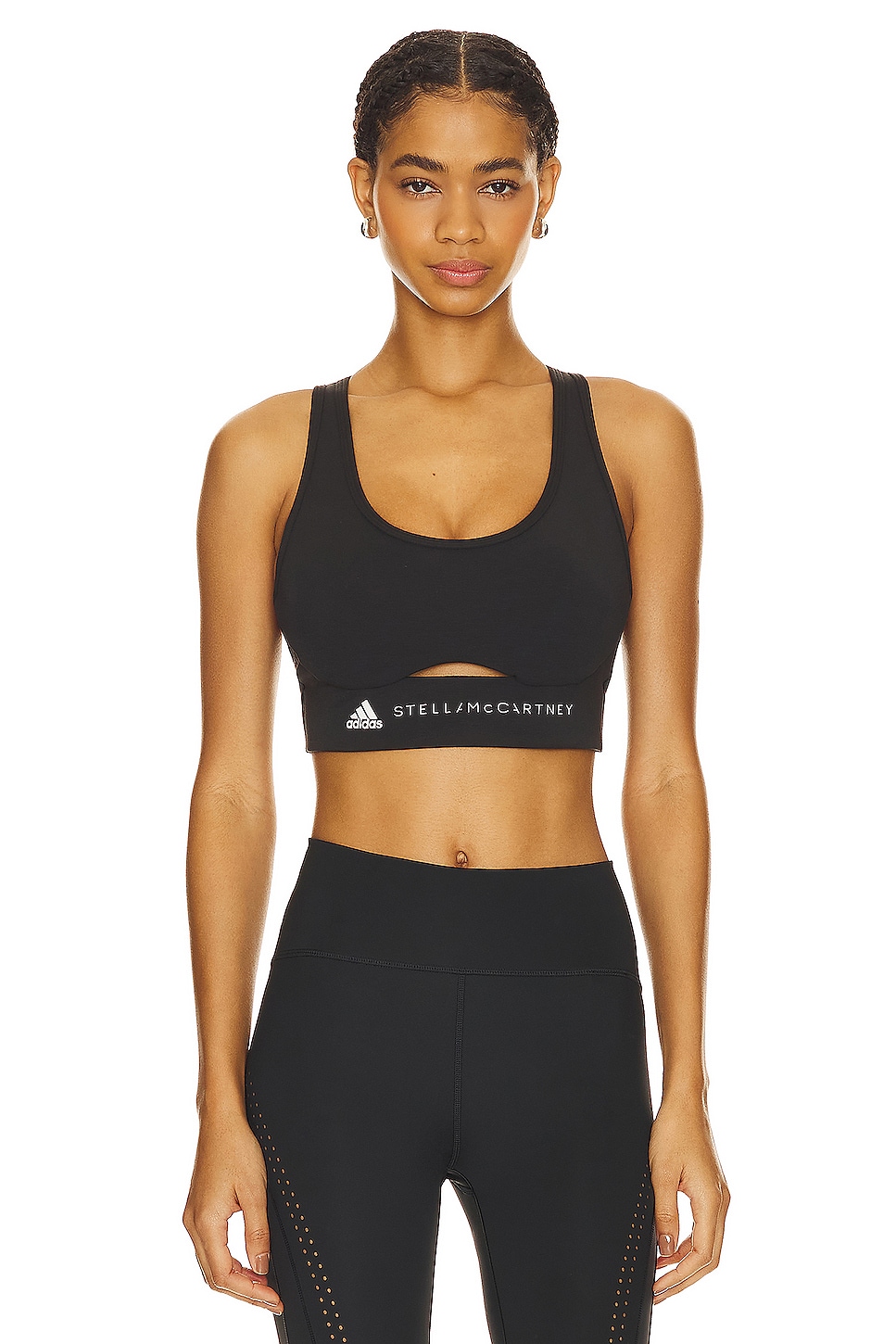 adidas by Stella McCartney Truestrength Yoga Medium Support Sports Bra in  Black & White
