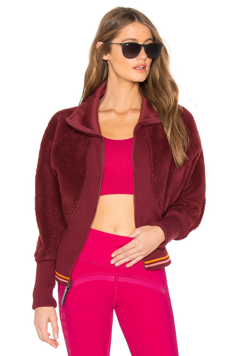 Adidas By Stella Mccartney Training Fleece Jacket In Moble Maroon Revolve