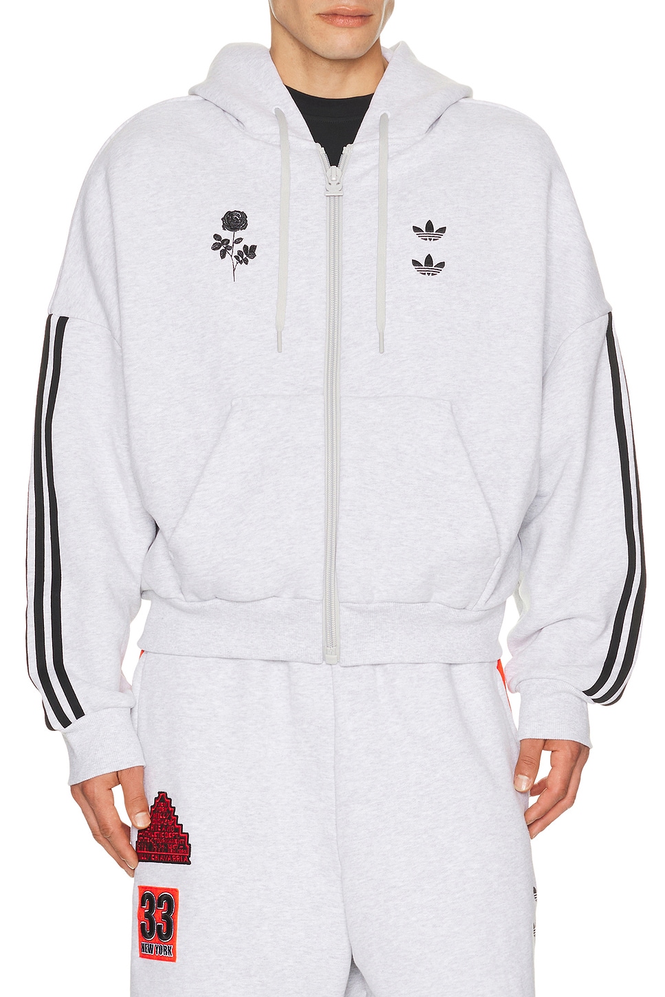 adidas Originals x Willy Chavarria Full Zip Hoody in Light Grey
