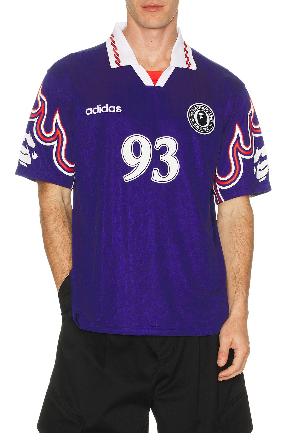 adidas Originals x Bape Flame Football Jersey in Japan Blue | REVOLVE