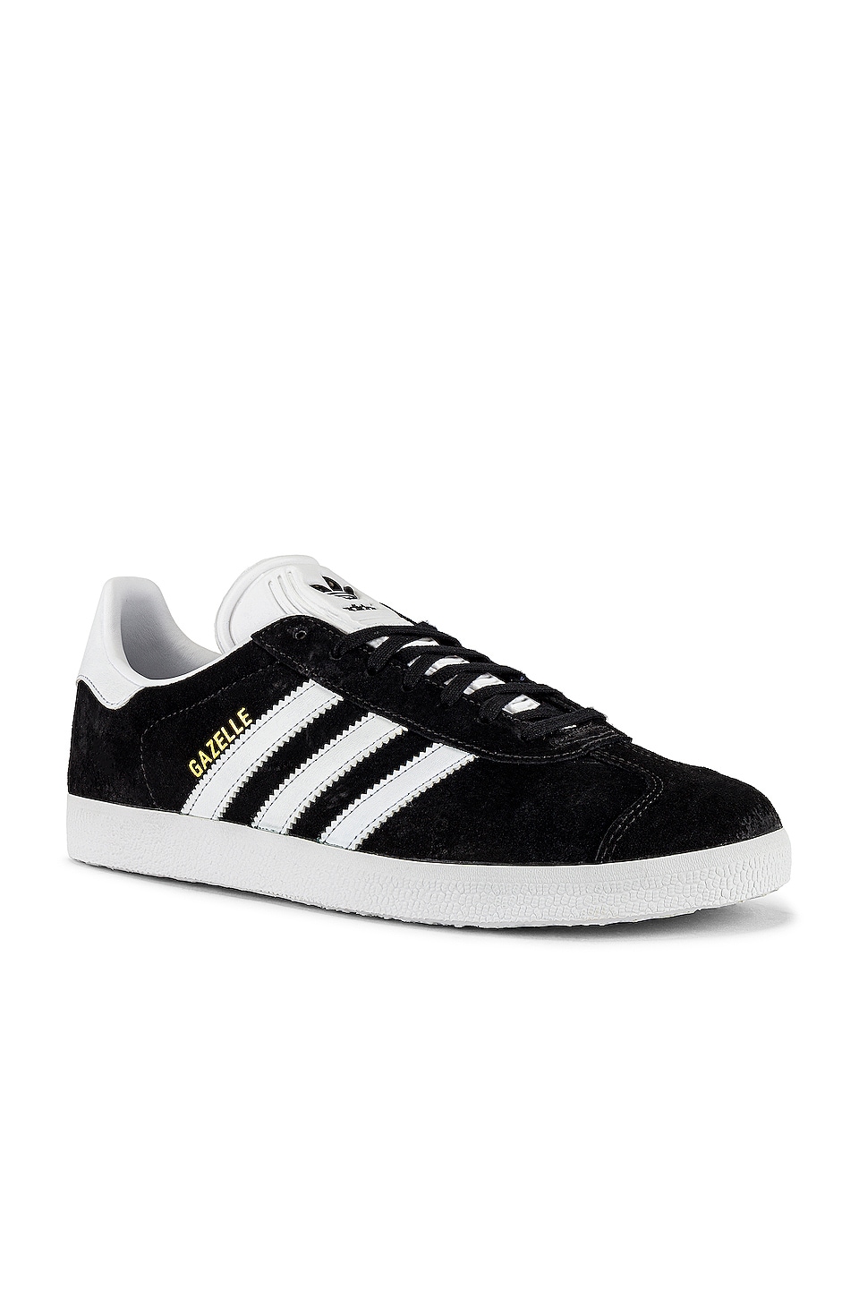 adidas Originals Gazelle Foundation Sneaker in Black & White & Gold Metallic