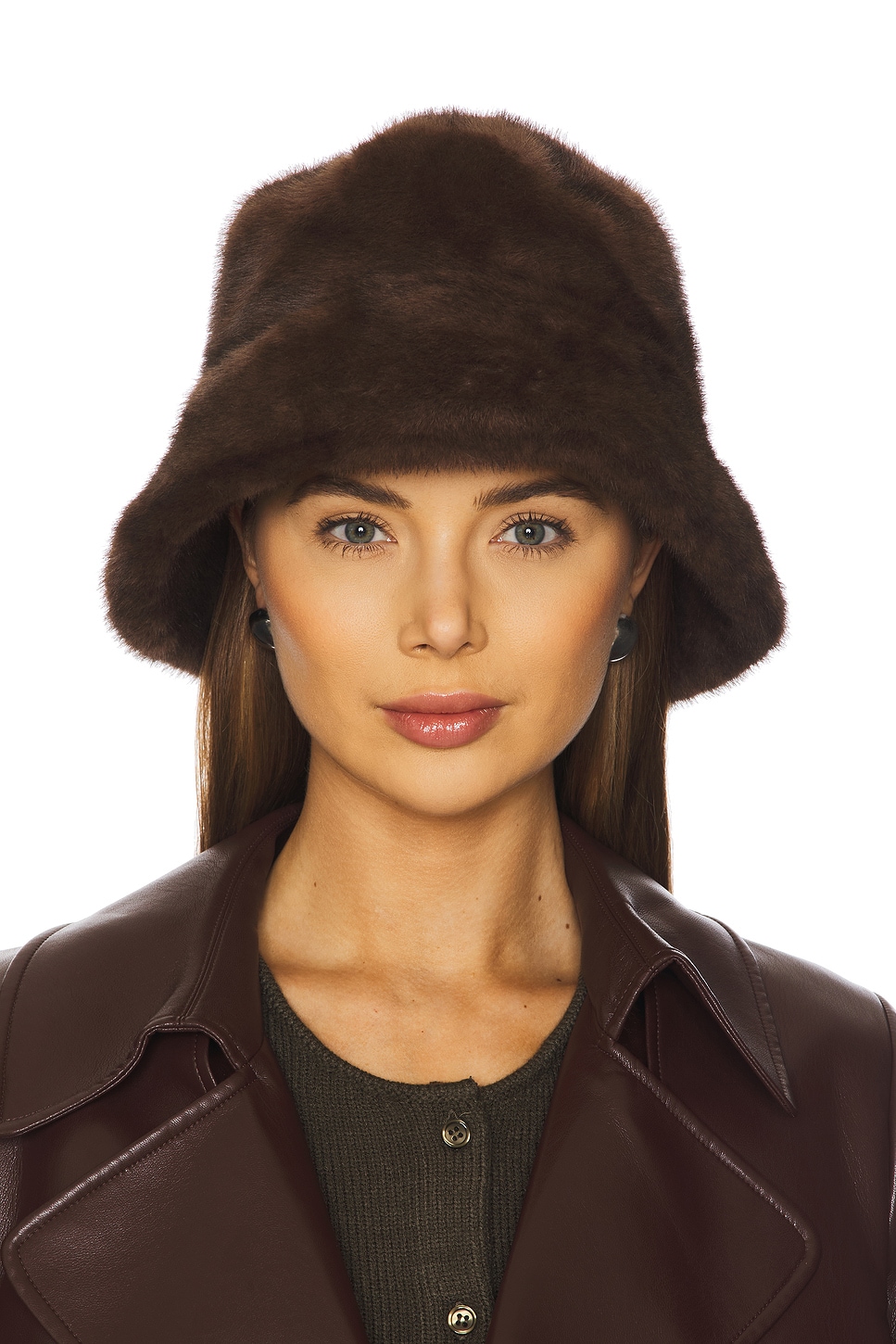 Faux Fur Bucket Hat in Dark Brown Chocolate Brown Faux Fur Bucket Hat - Etsy main image 2