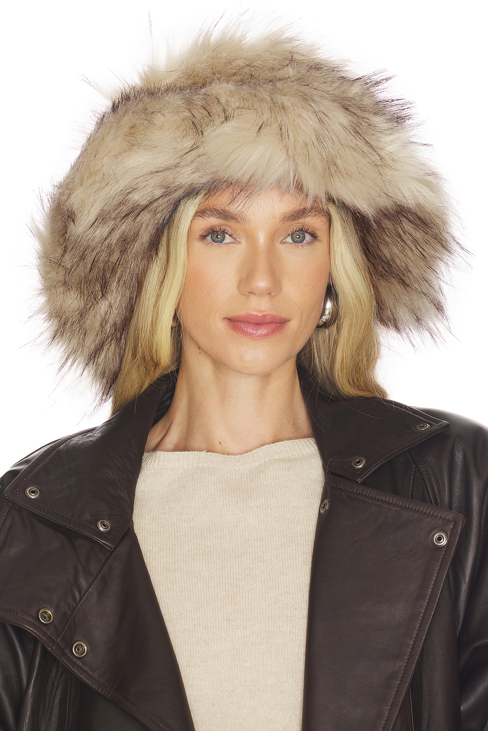 Adrianne landau Fur Gray and Cream Hat Adrienne Landau The Pill Box Hat in Light Grey | REVOLVE main image 3