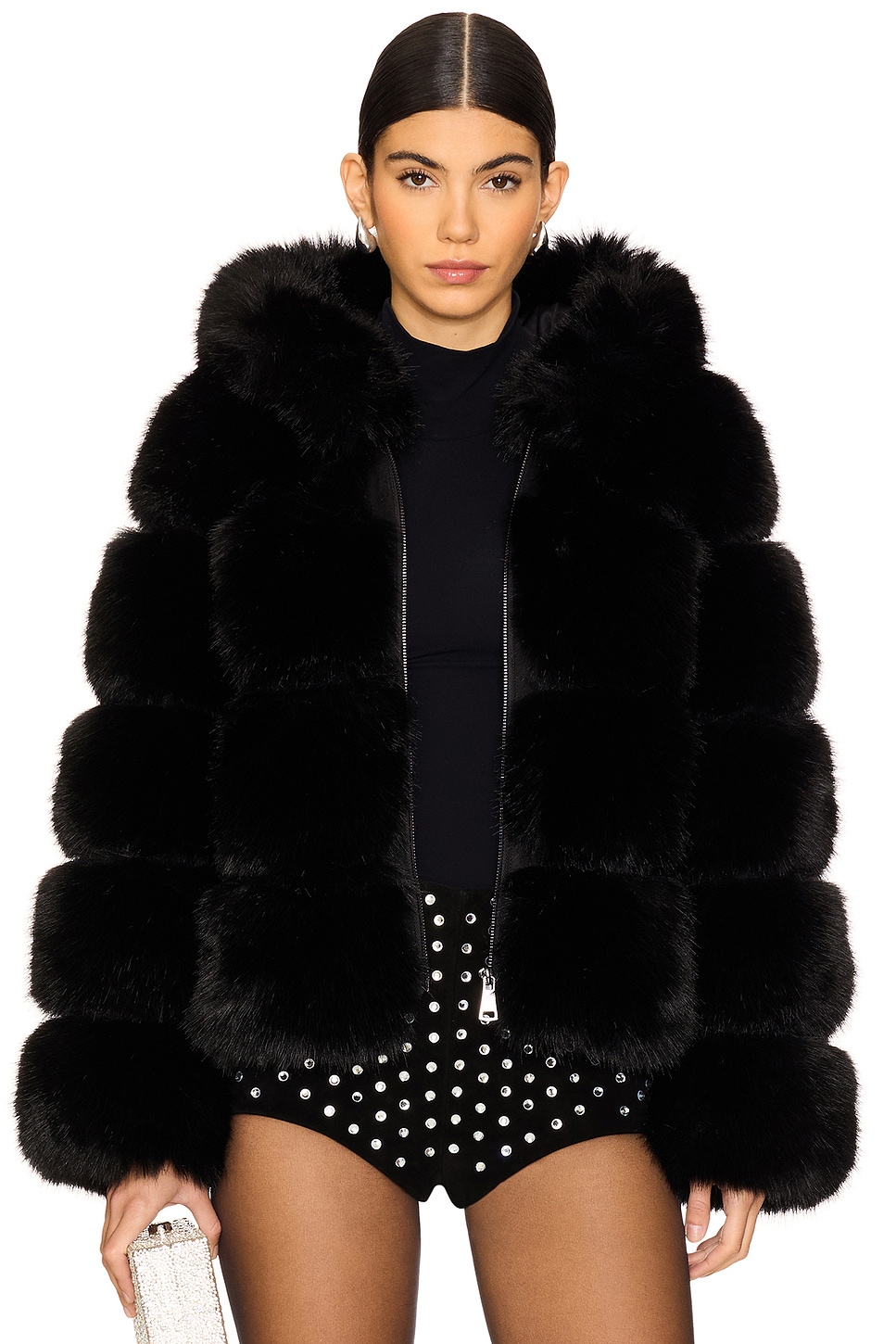 Adrienne Landau The Landau Hoodie in Jet Black | REVOLVE