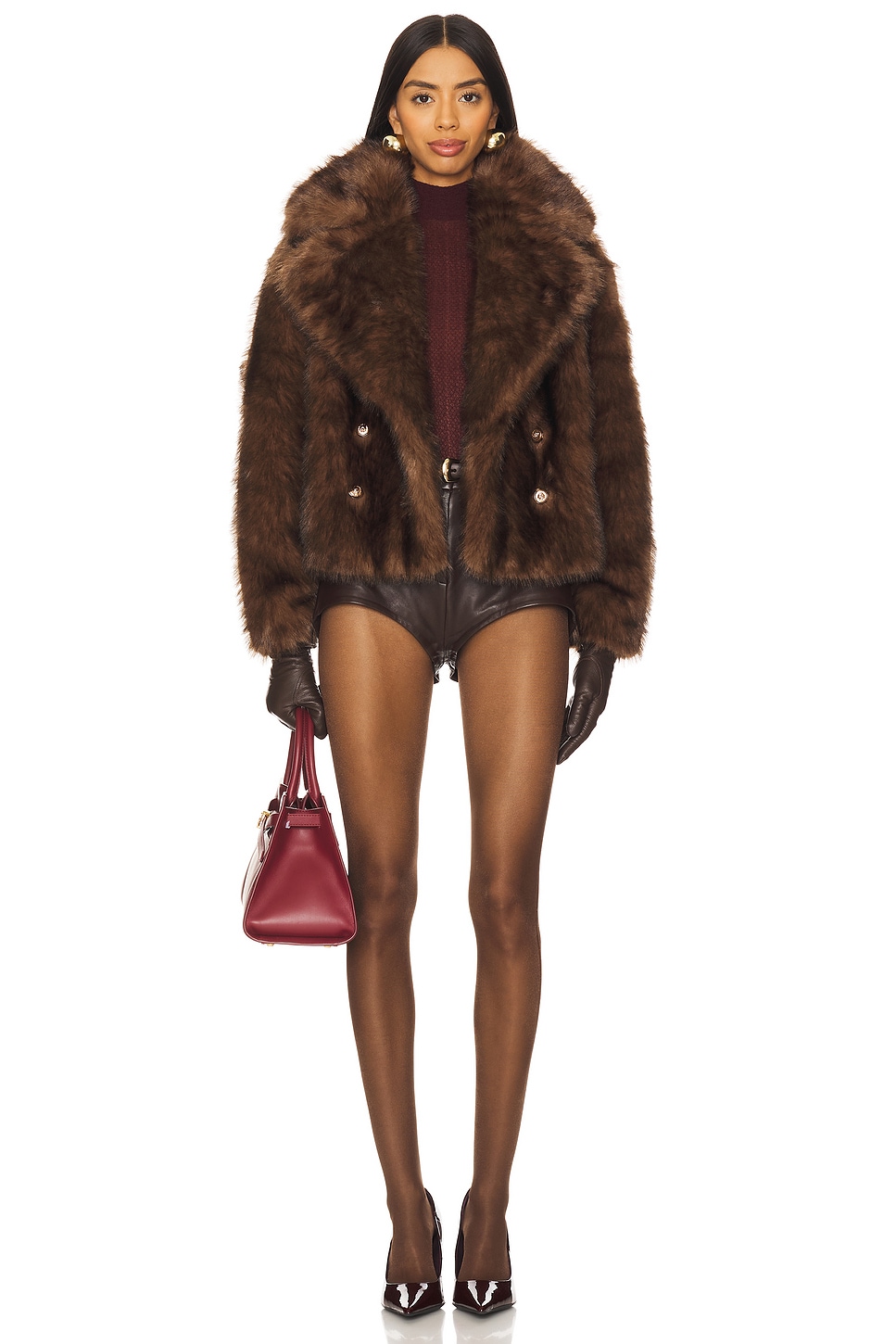 ☆ご予約品　 試着のみ 新品 ハウント FAUX FUR COAT 本日18:00〜公式サイト・アプリにて販売 FAUX fur coat (mix,moca