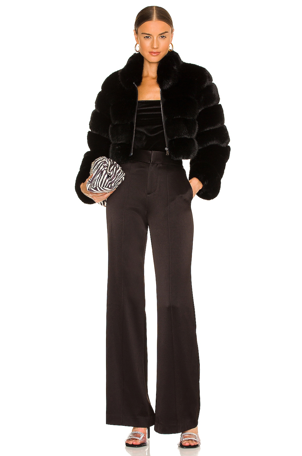 Adrienne Landau Faux Fox Fur Jacket thumbnail
