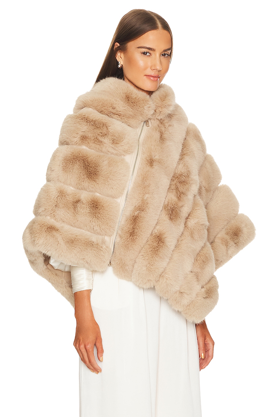 Adrienne Landau FAUX FUR ZIP ポンチョ