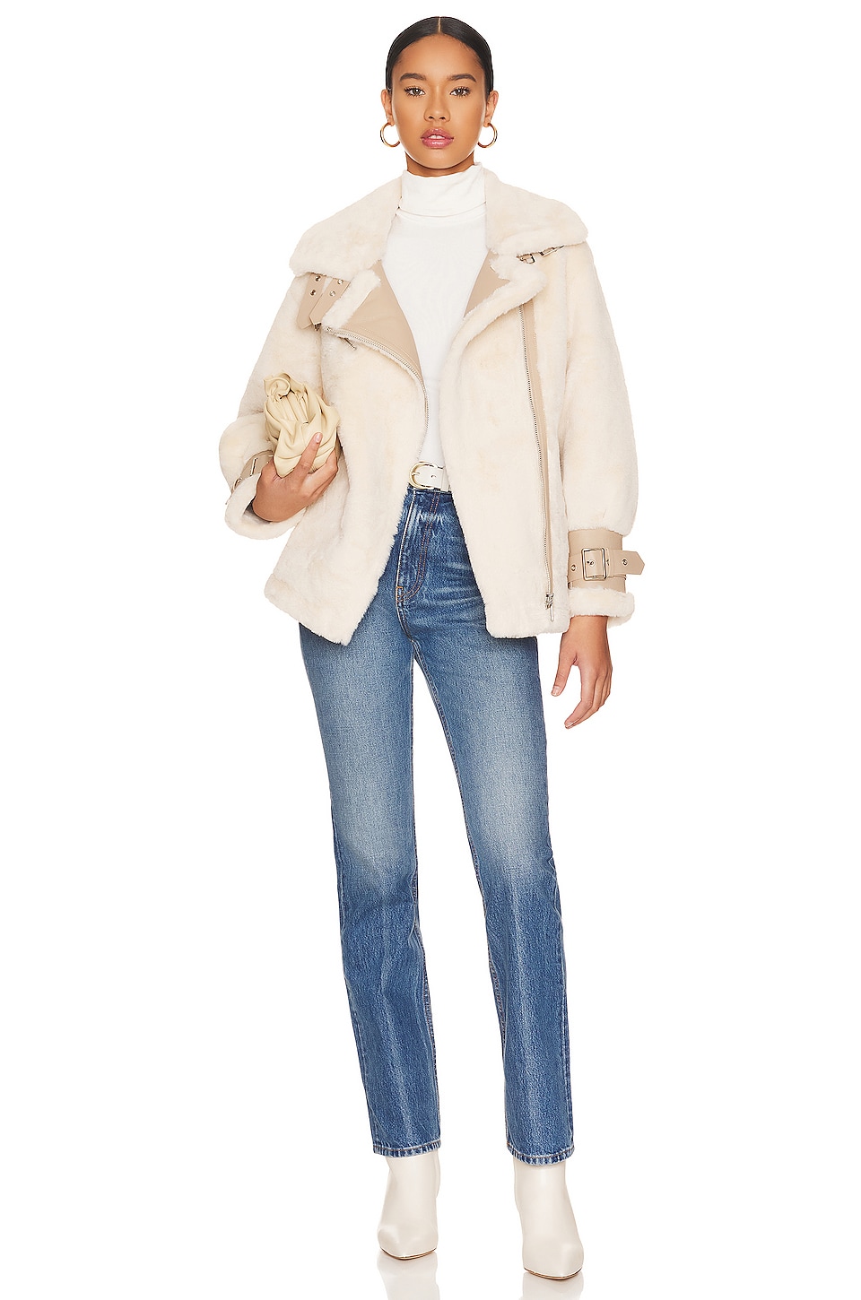 Ivory faux fur jacket best sale