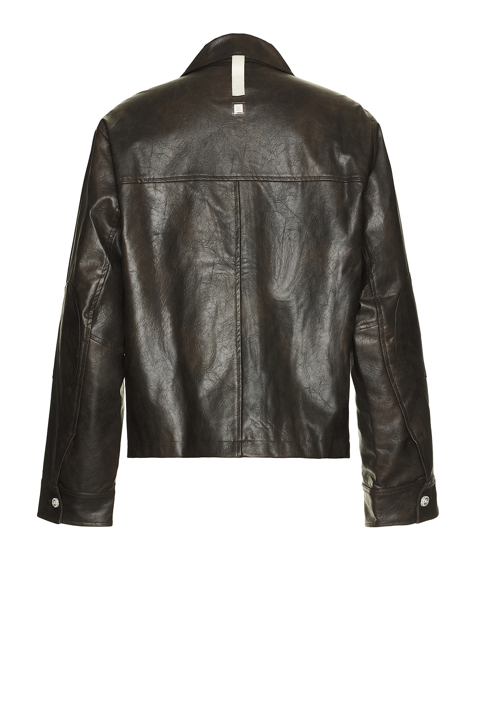 Aged Faux Leather Zip Jacket - Thumbnail 2