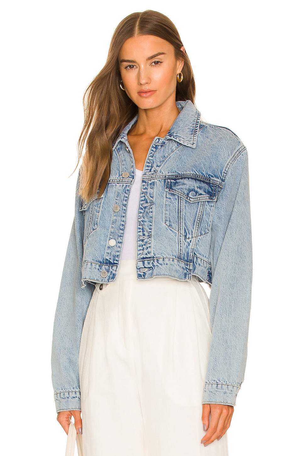 Aureta. Serena Denim Jacket in Blue Dawn | REVOLVE