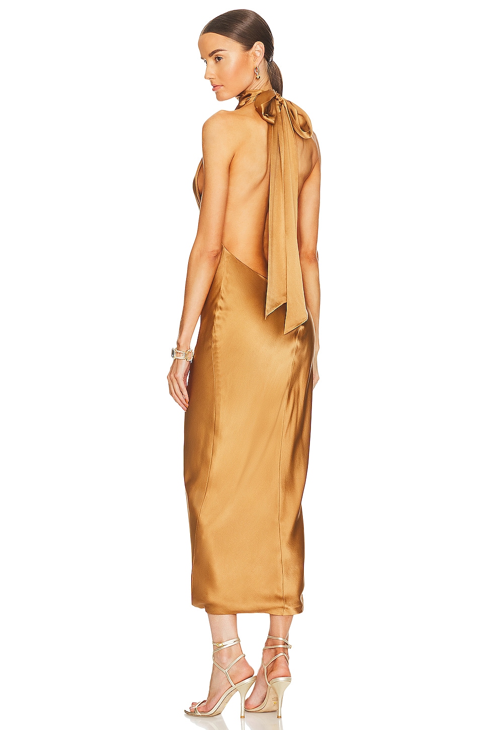 Silk velvet maxi dress in gold - The Sei