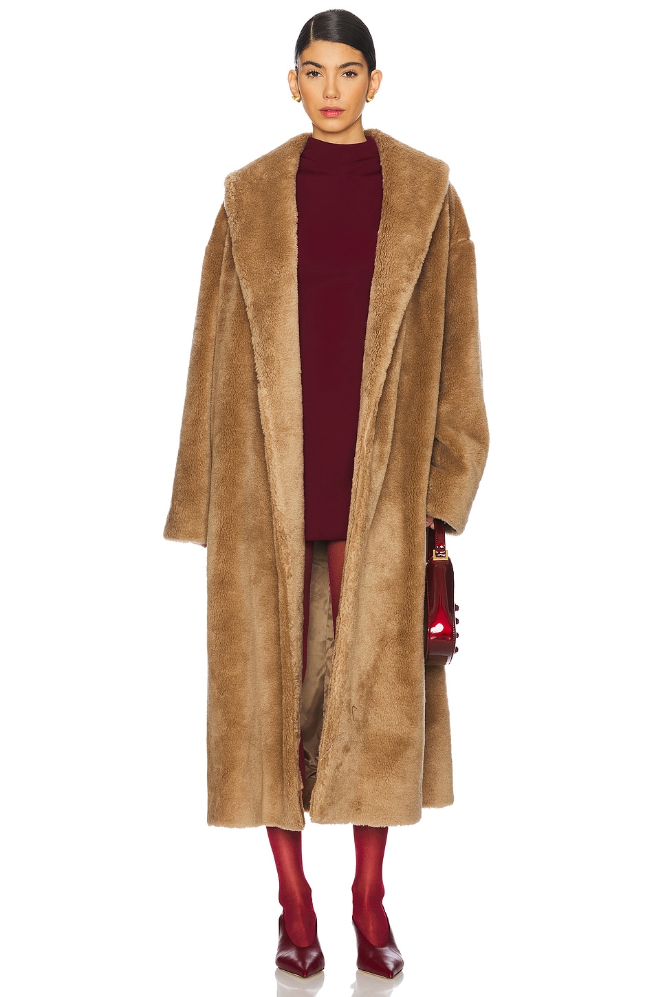 AEXAE Faux Fur Wrap Coat