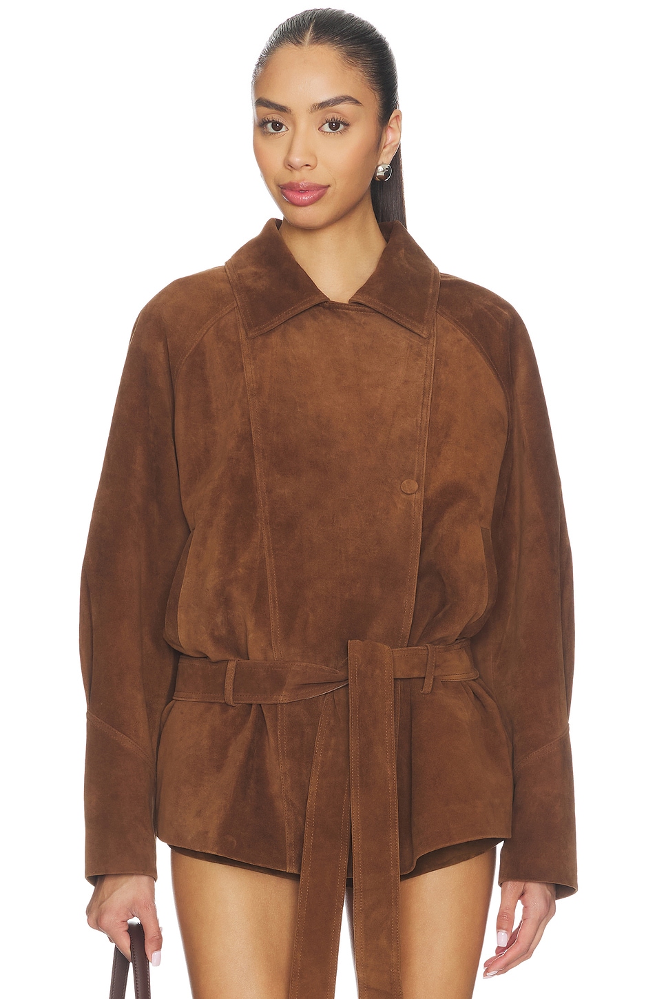 Leather Suede Belted Jacket