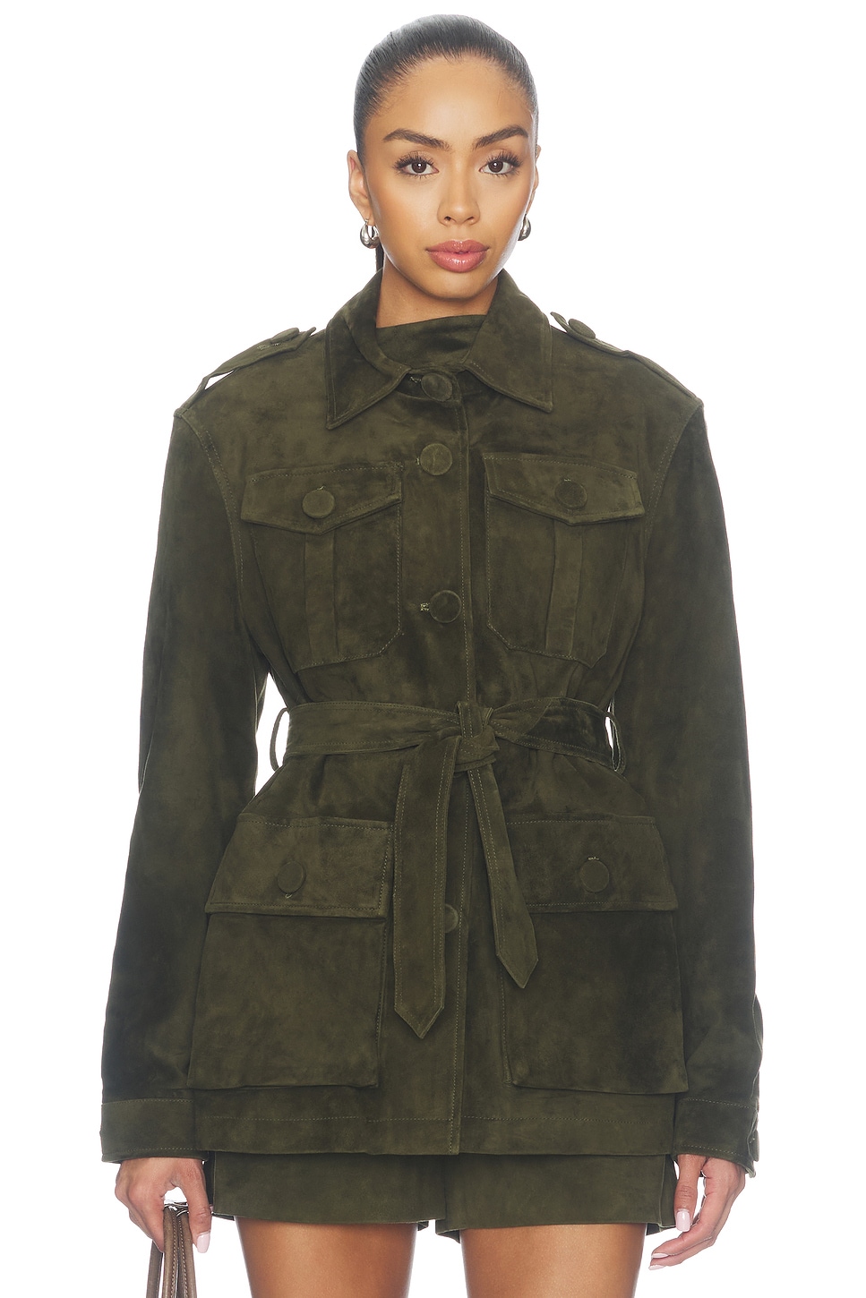 AEXAE Lamb Leather Suede Mid Jacket